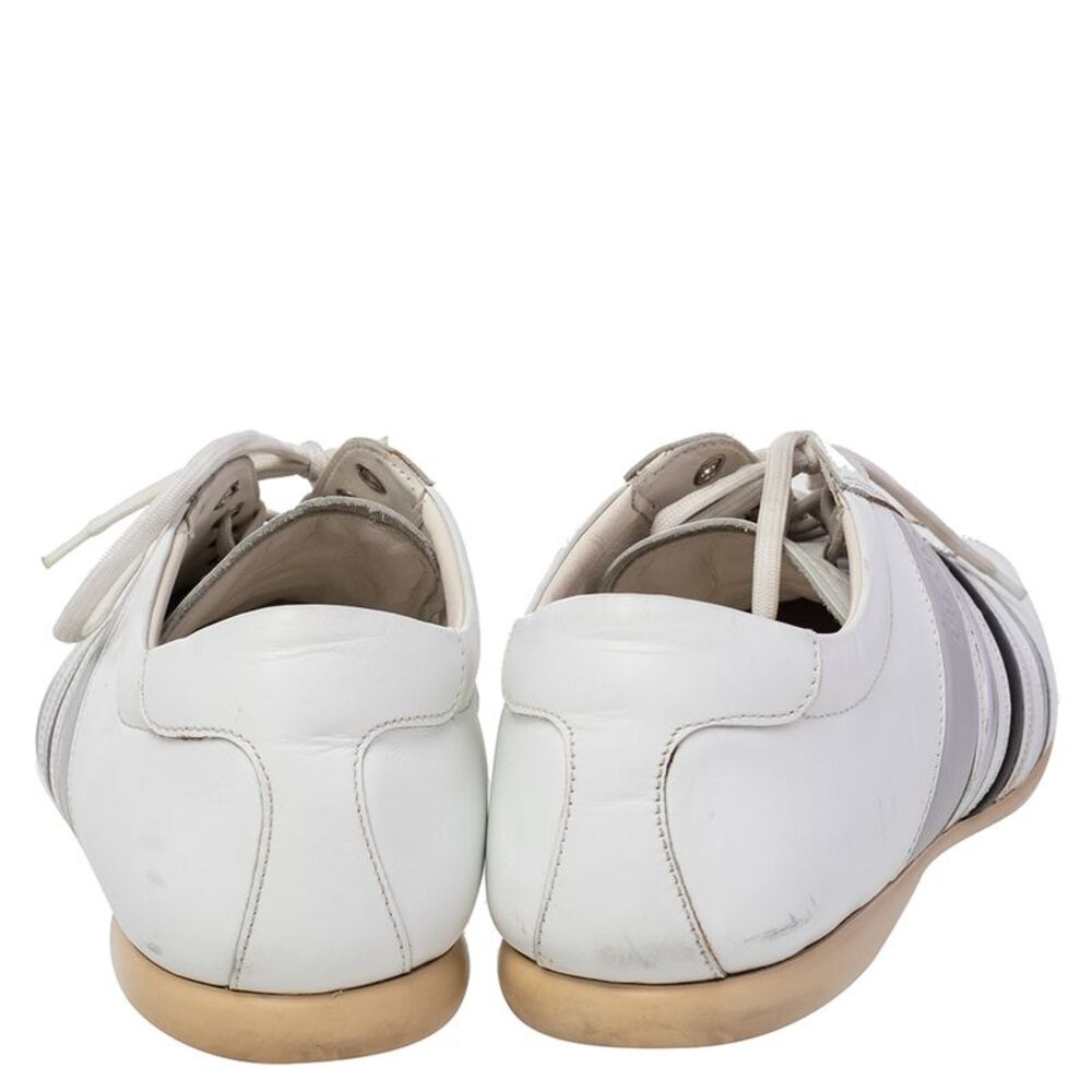 Prada White Leather Low Top Sneakers Size 44 - Picture 5 of 7